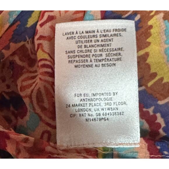 Anthropologie Meadow Rue Blouse Sz L Boho Floral Patchwork Crochet Peasant Top - Picture 10 of 10
